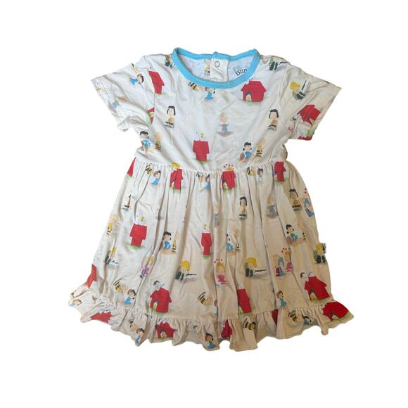 2T Bundle Of Joy Co Twirl Bodysuit Dress Bamboo Snoopy Peanuts Gang Print Soft - Picture 1 of 15